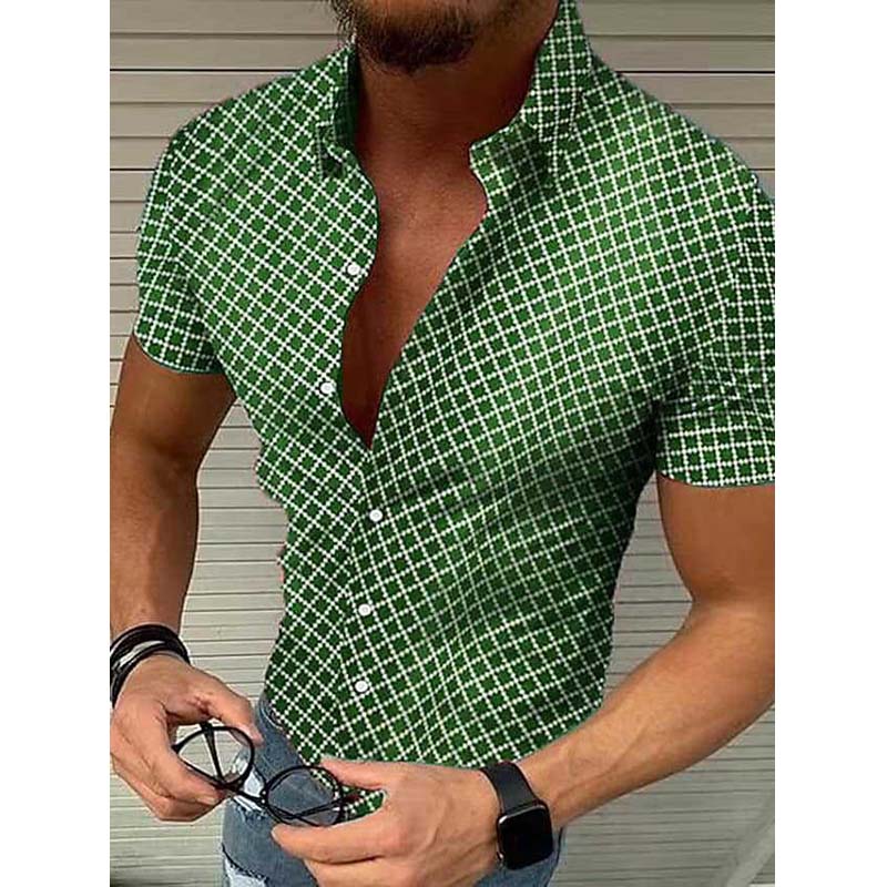 Chemise à manches courtes imprimée coupe slim col structuré homme – Anglet