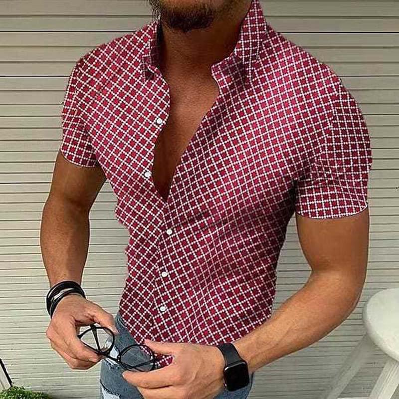 Chemise à manches courtes imprimée coupe slim col structuré homme – Anglet