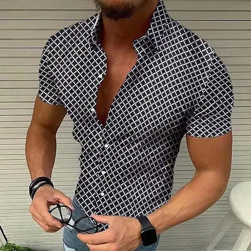 Chemise à manches courtes imprimée coupe slim col structuré homme – Anglet