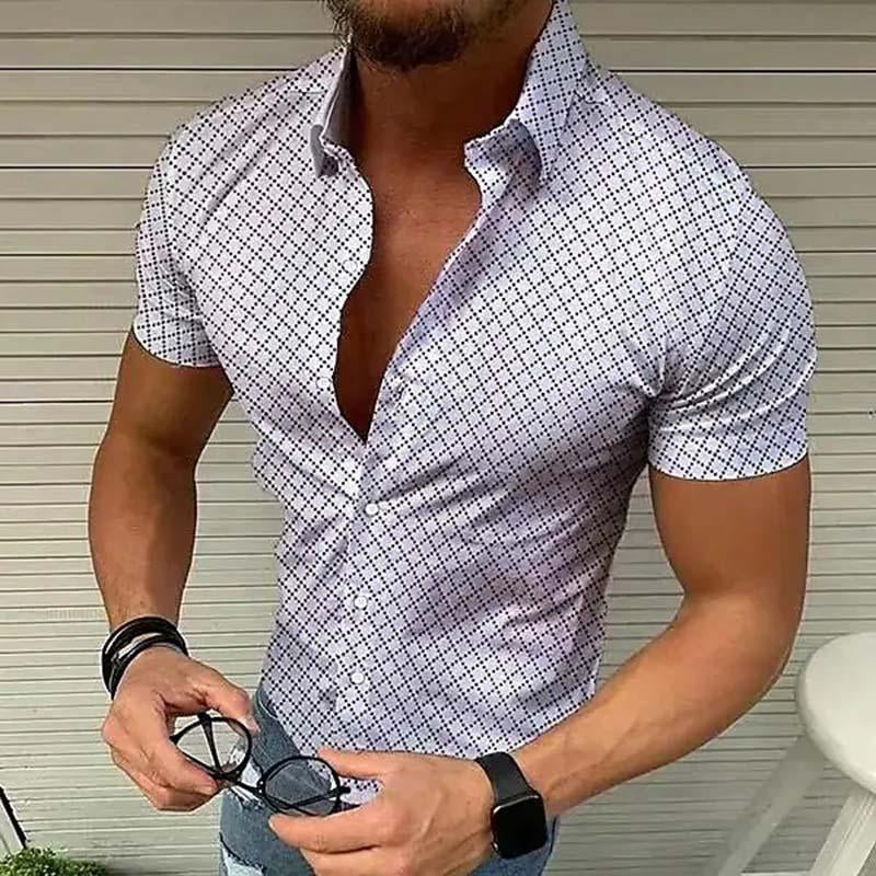 Chemise à manches courtes imprimée coupe slim col structuré homme – Anglet