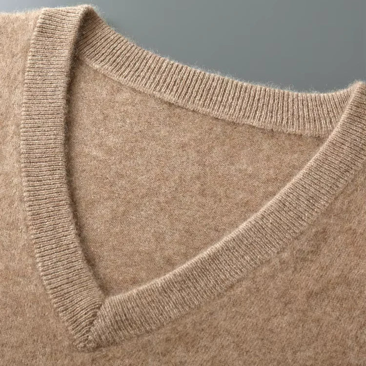 Gilet sans manches en laine col V coupe décontractée maille homme – Biarritz