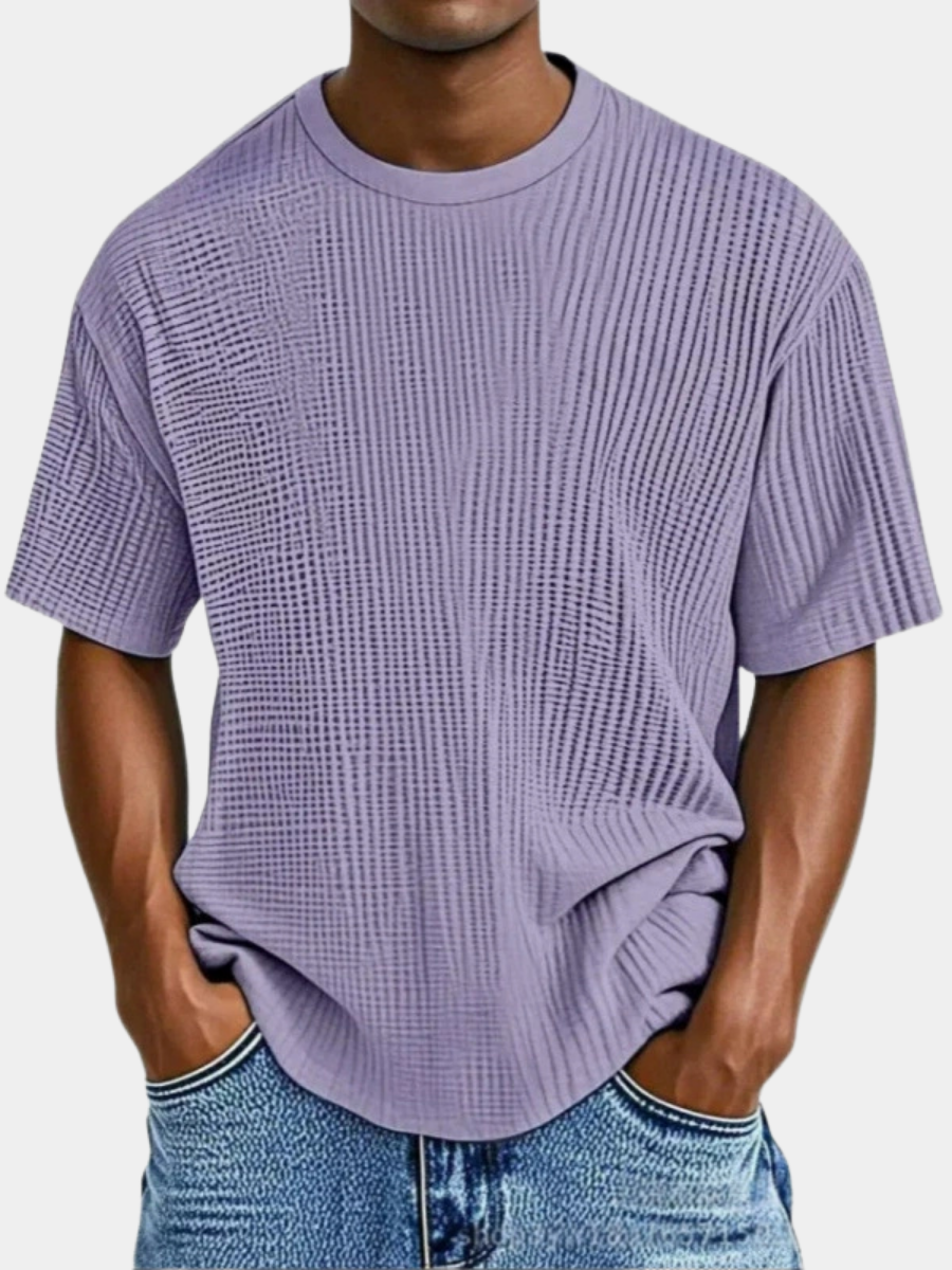T-shirt col rond maille gaufrée