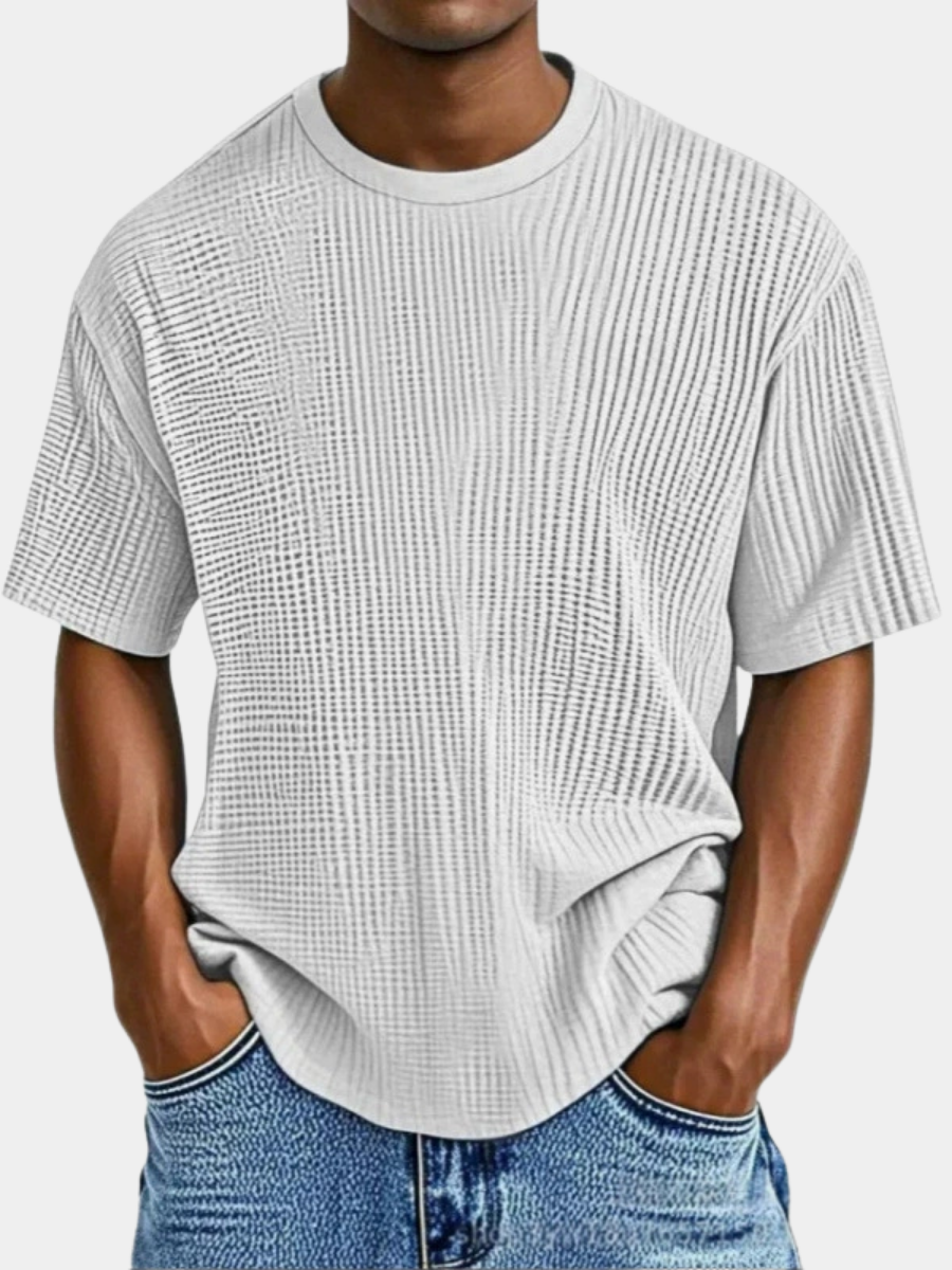 T-shirt col rond maille gaufrée