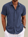 Chemise à manches courtes en lin respirant coupe décontractée homme – Odéon