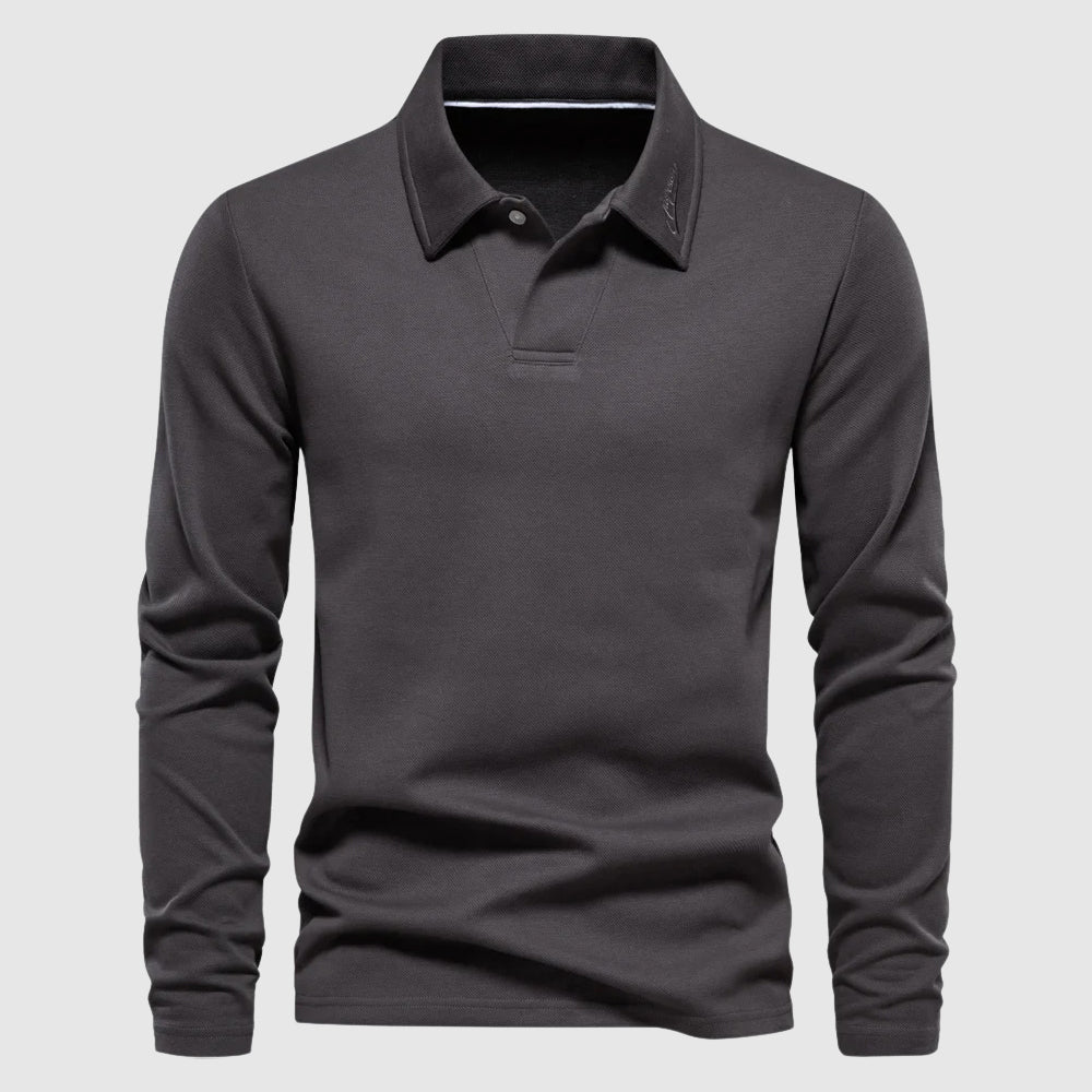 Polo manches longues maille texturée
