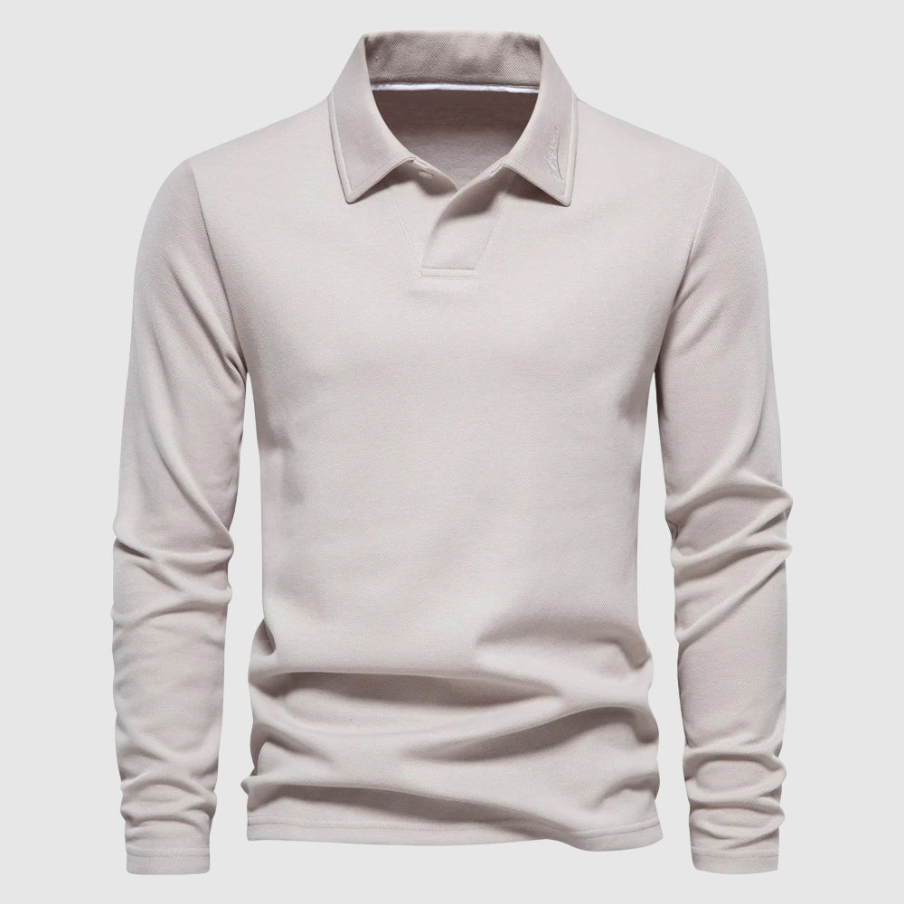 Polo manches longues maille texturée