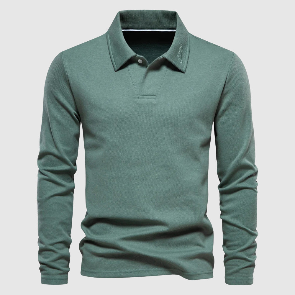 Polo manches longues maille texturée