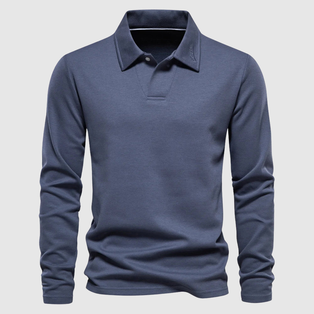 Polo manches longues maille texturée