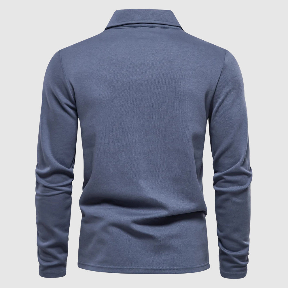 Polo manches longues maille texturée