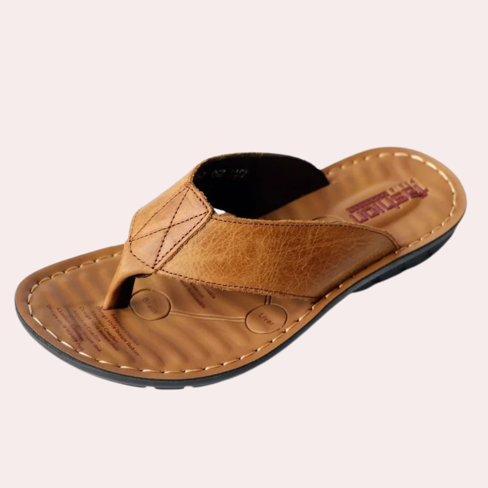 Tongs en cuir aspect cuir pour l'été au style intemporel homme – Sablons