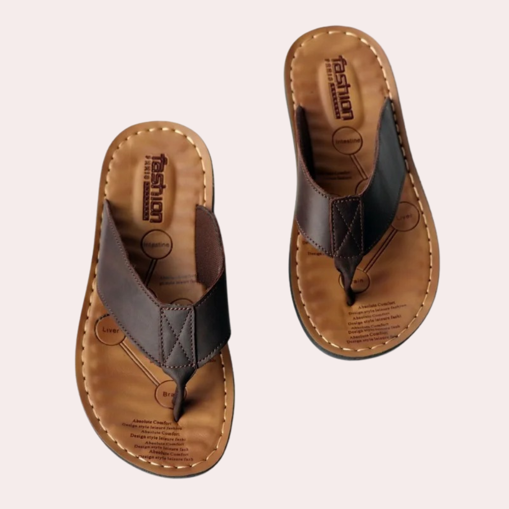 Tongs en cuir aspect cuir pour l'été au style intemporel homme – Sablons