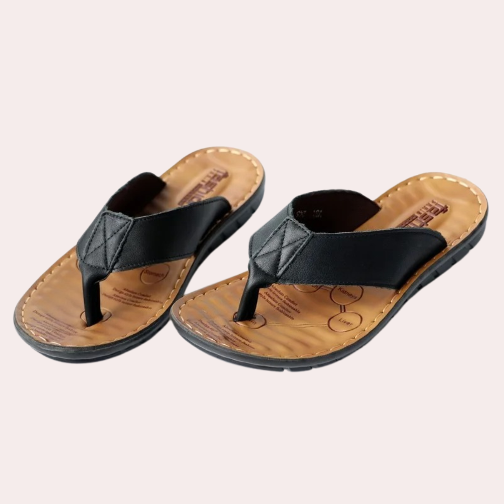 Tongs en cuir aspect cuir pour l'été au style intemporel homme – Sablons