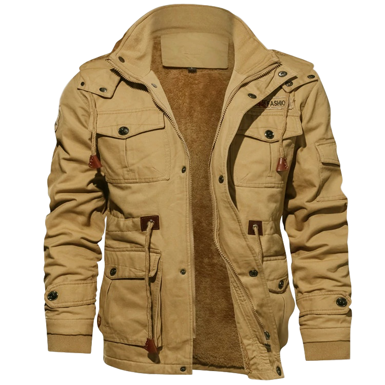 Veste multipoches doublure peluche à capuche
