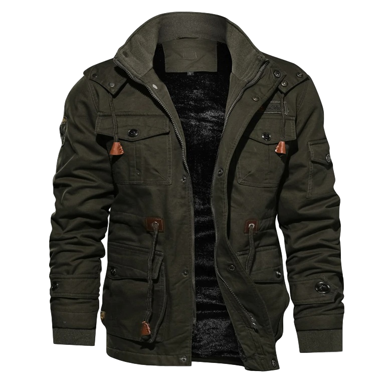 Veste multipoches doublure peluche à capuche