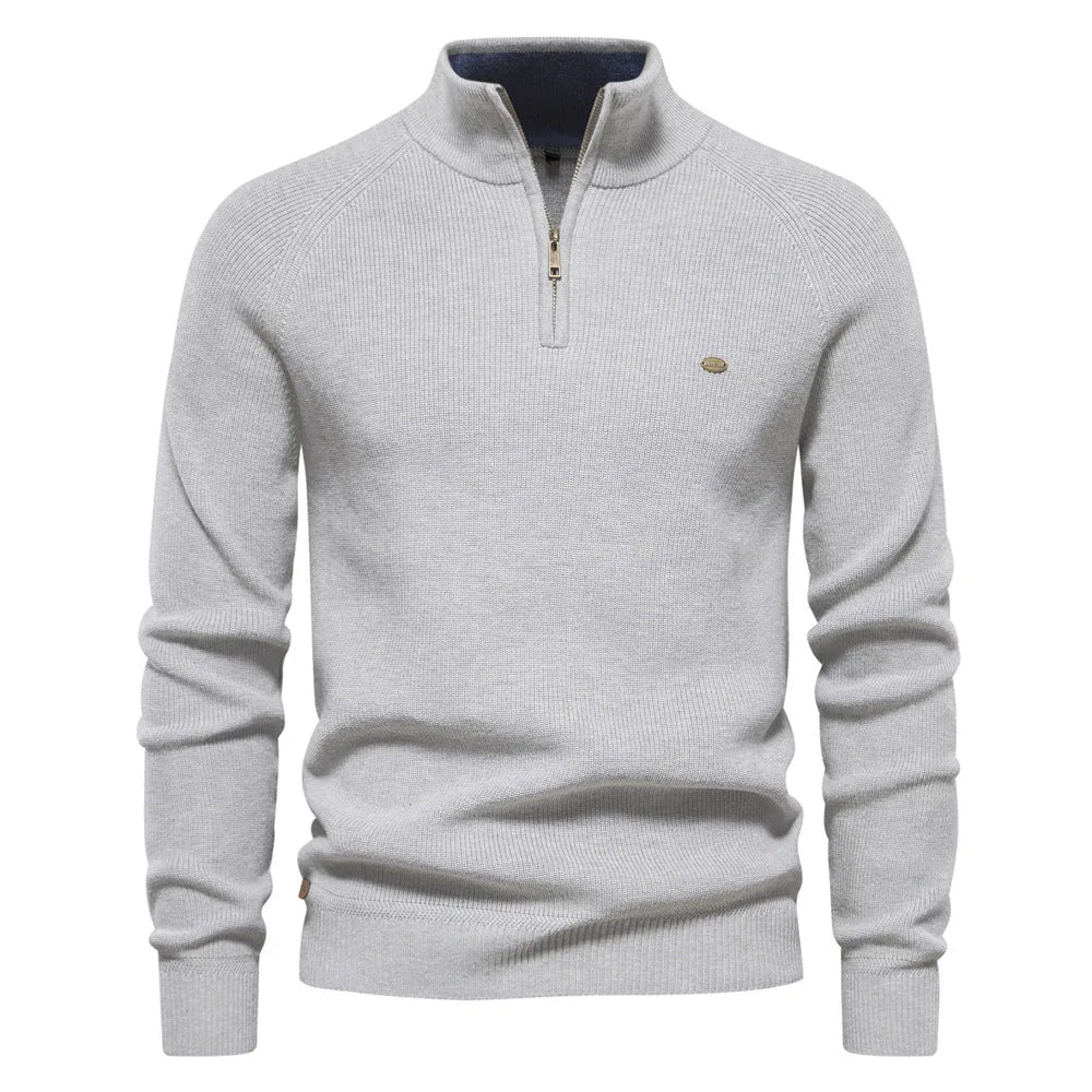 Pull col montant zippé en maille douce coupe ajustée homme – Cabourg