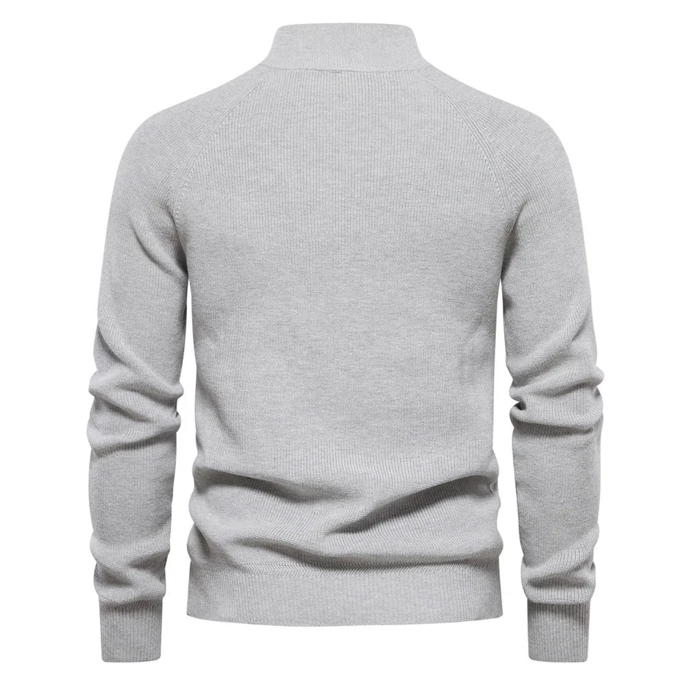 Pull col montant zippé en maille douce coupe ajustée homme – Cabourg