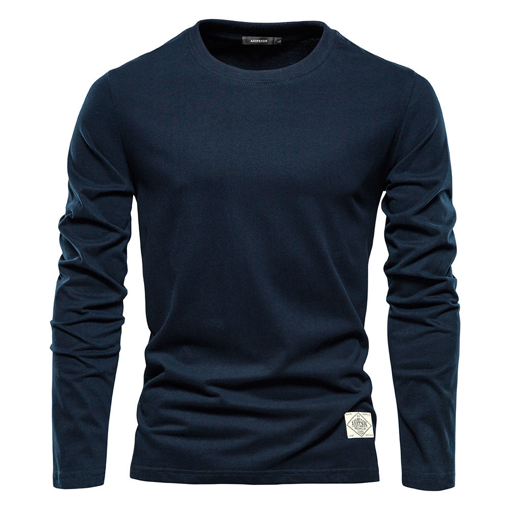 T-shirt manches longues col rond bleu marine