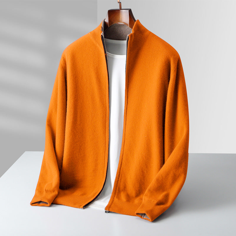 Cardigan zippé en maille fine col montant