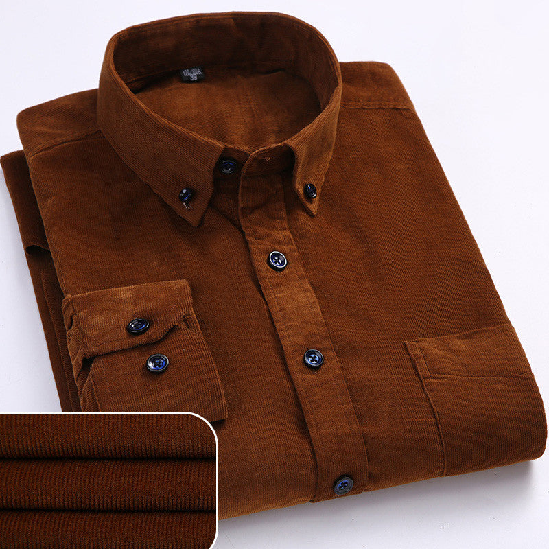 Chemise en velours côtelé fin