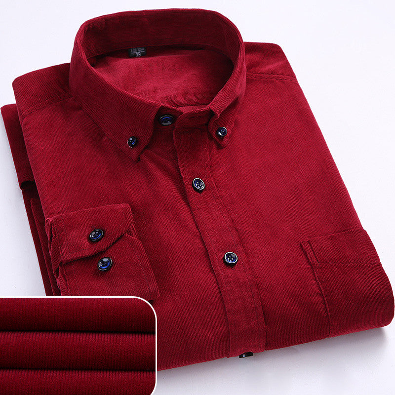 Chemise en velours côtelé fin