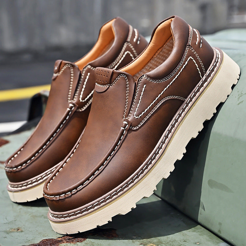 Mocassins effet cuir à coutures apparentes