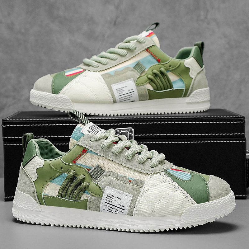 Baskets rétro colorées coupe basse à lacets semelle contrastée style urbain homme – Lourdes