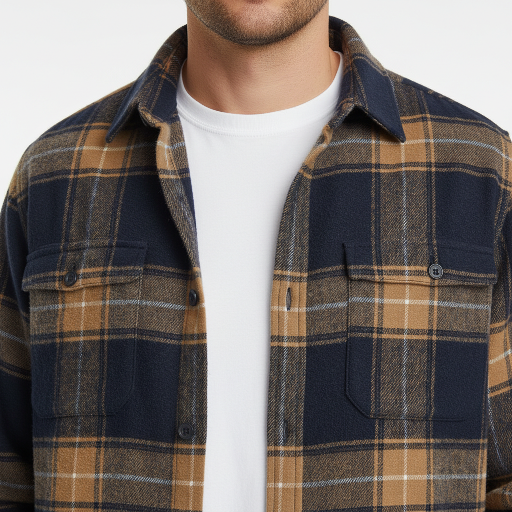 Chemise à carreaux aspect flanelle