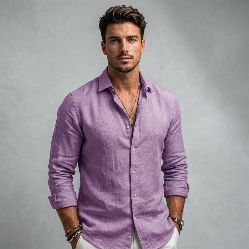 Chemise unie manches longues col classique