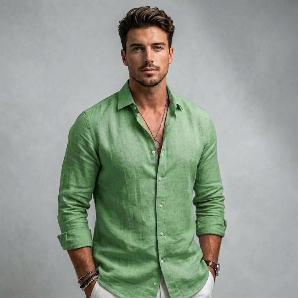 Chemise unie manches longues col classique