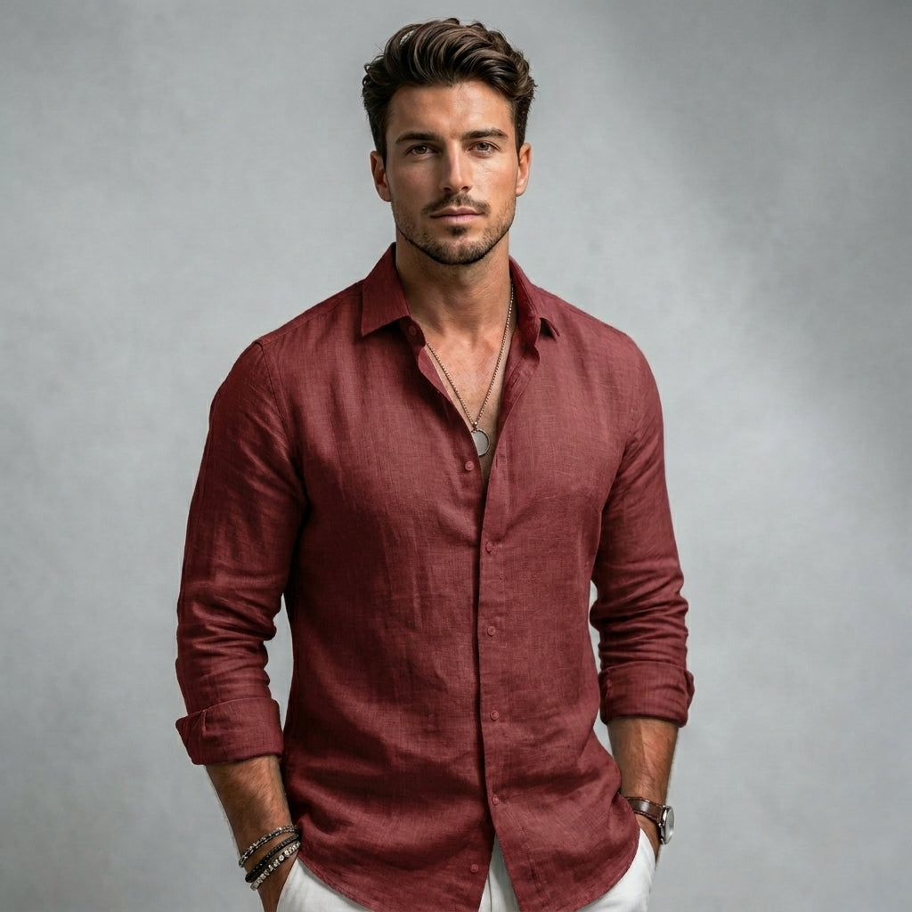 Chemise unie manches longues col classique