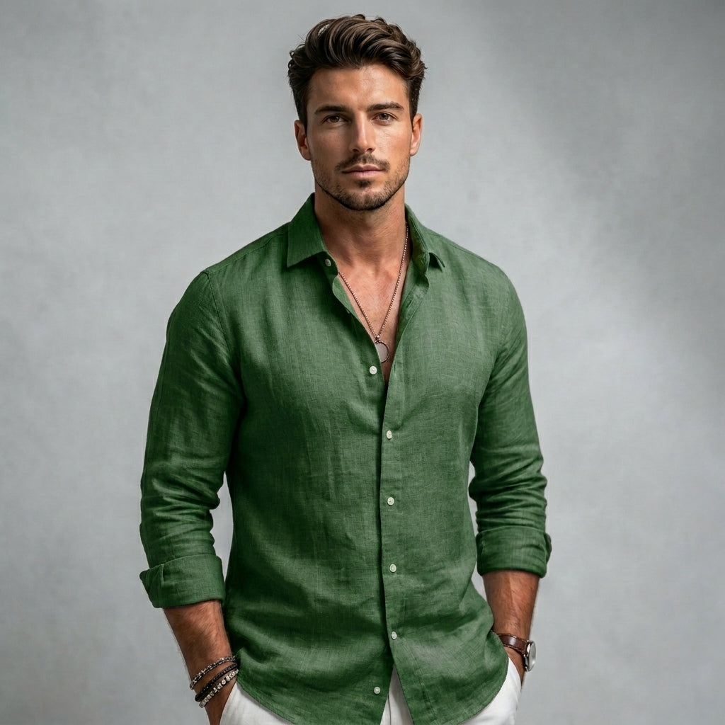 Chemise unie manches longues col classique