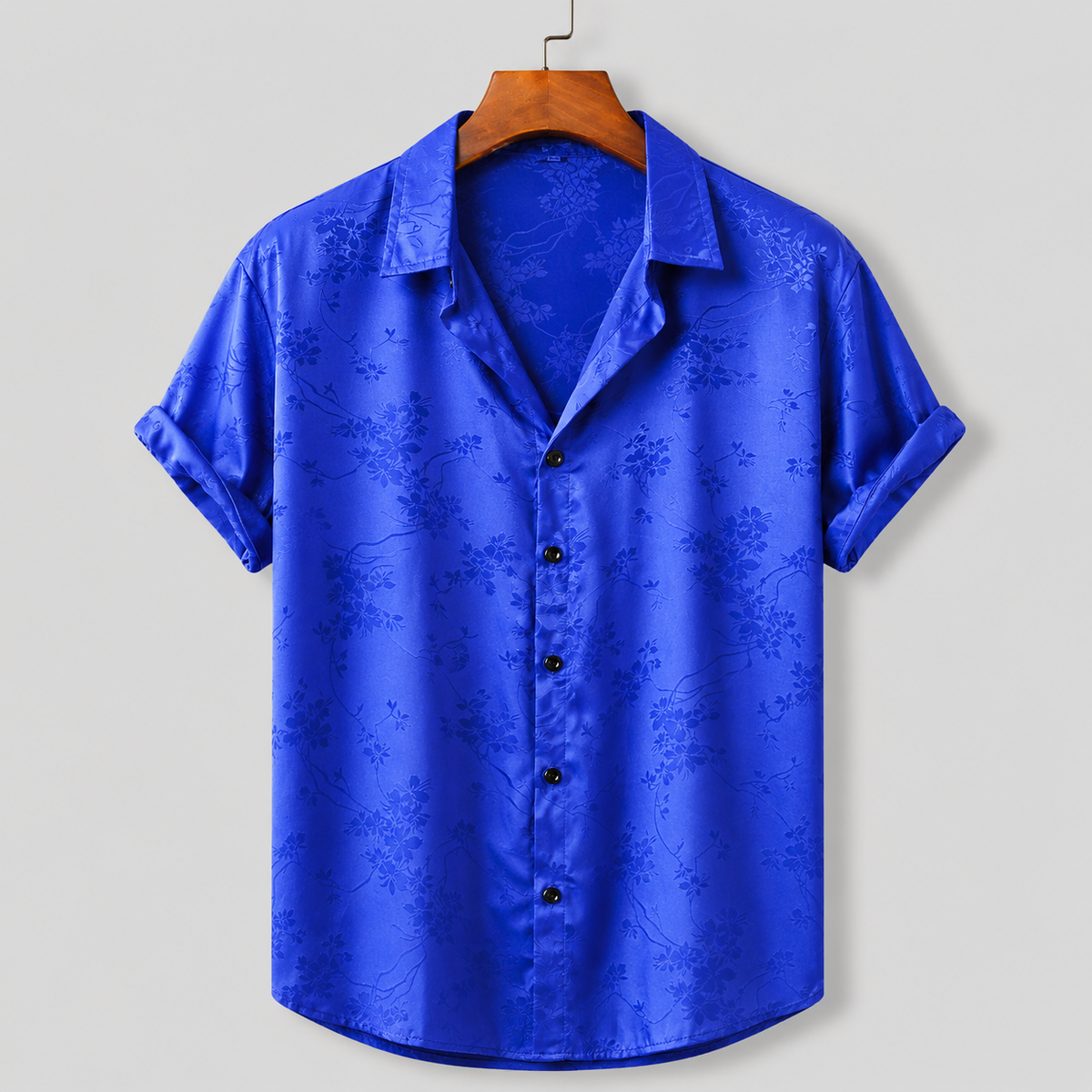 Chemise satinée à motif floral