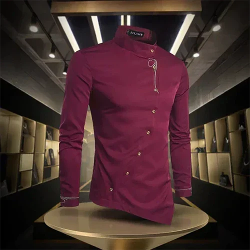 Chemise col droit manches longues