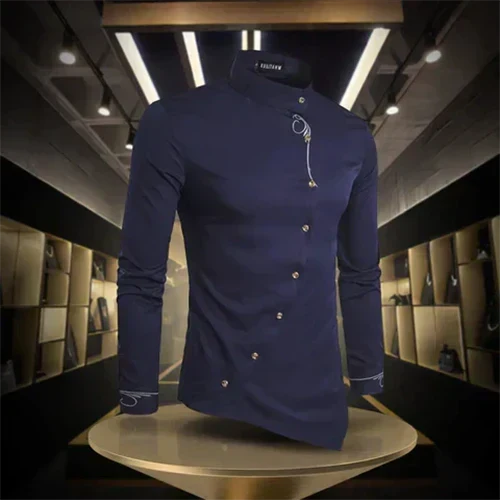 Chemise col droit manches longues