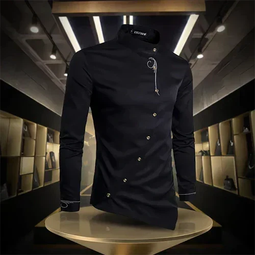 Chemise col droit manches longues
