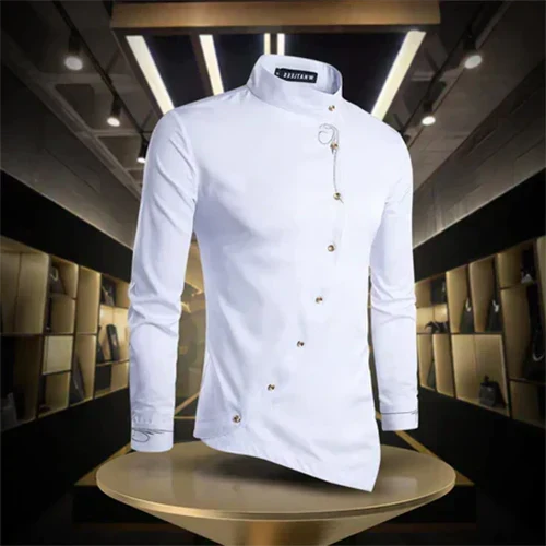 Chemise col droit manches longues