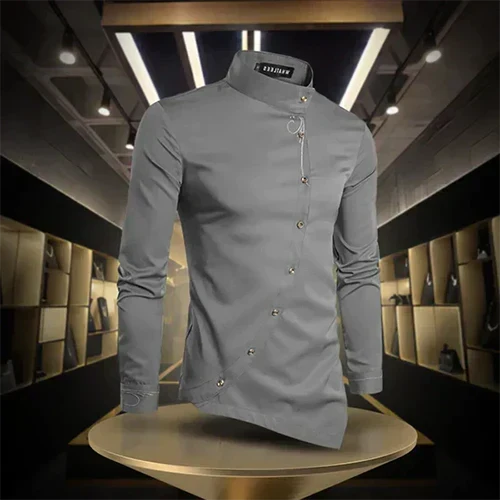Chemise col droit manches longues