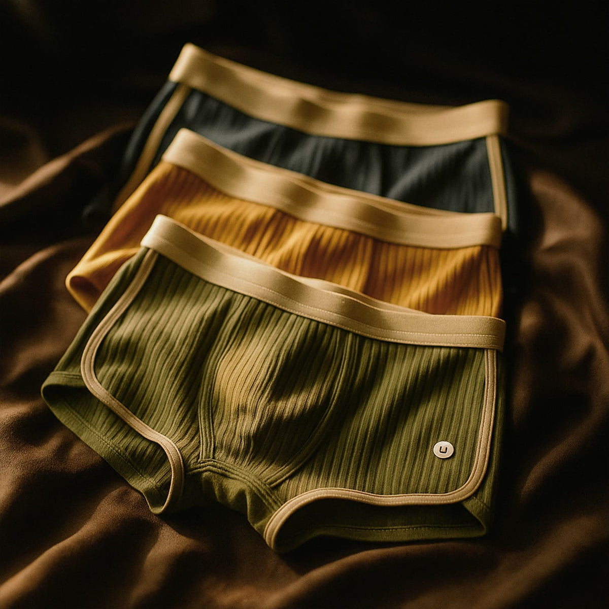 Boxers côtelés homme Lafayette coloris Coloré posés sur un drapé marron