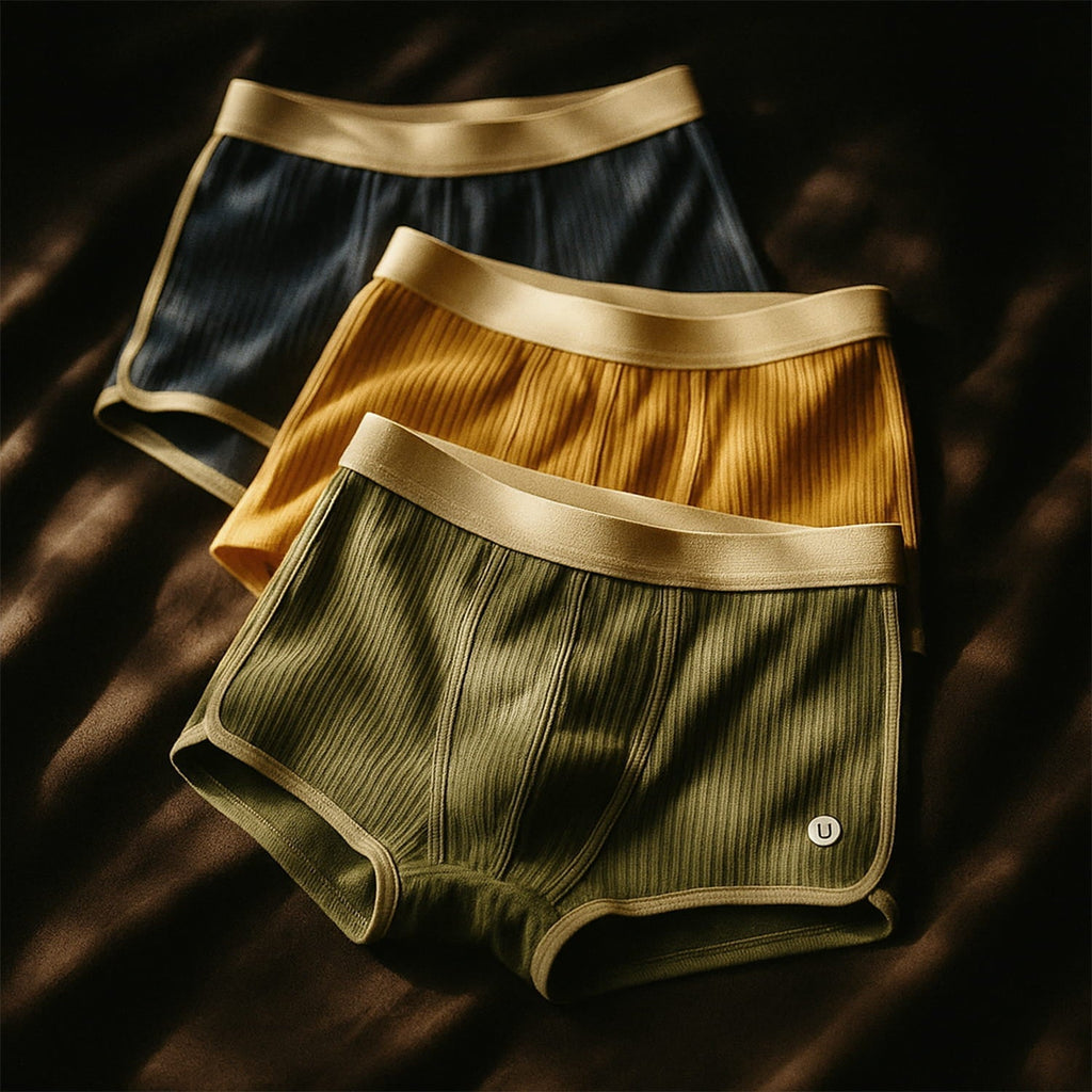 Boxer côtelé homme Lafayette coloris Coloré : bleu nuit, moutarde et vert olive