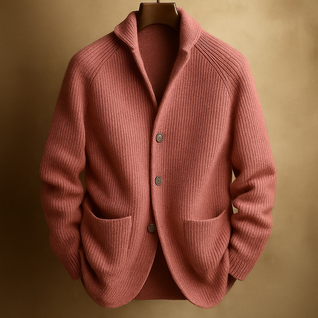 Gilet maille côtelée col châle crème