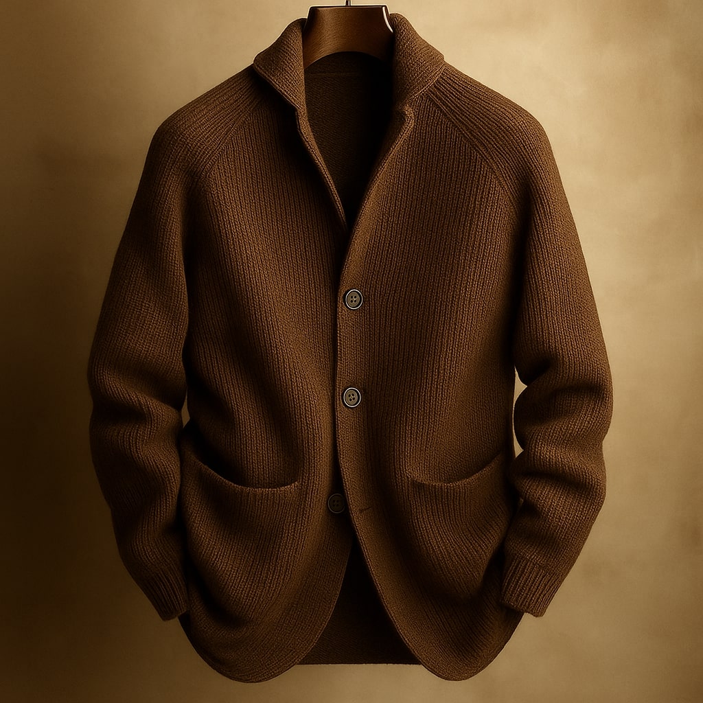 Gilet col châle maille côtelée