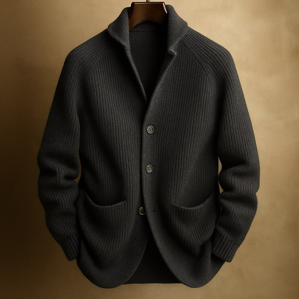 Gilet col châle maille côtelée