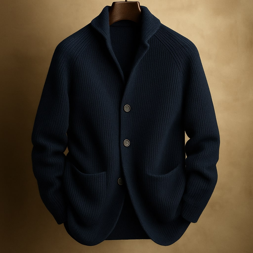Gilet col châle maille côtelée