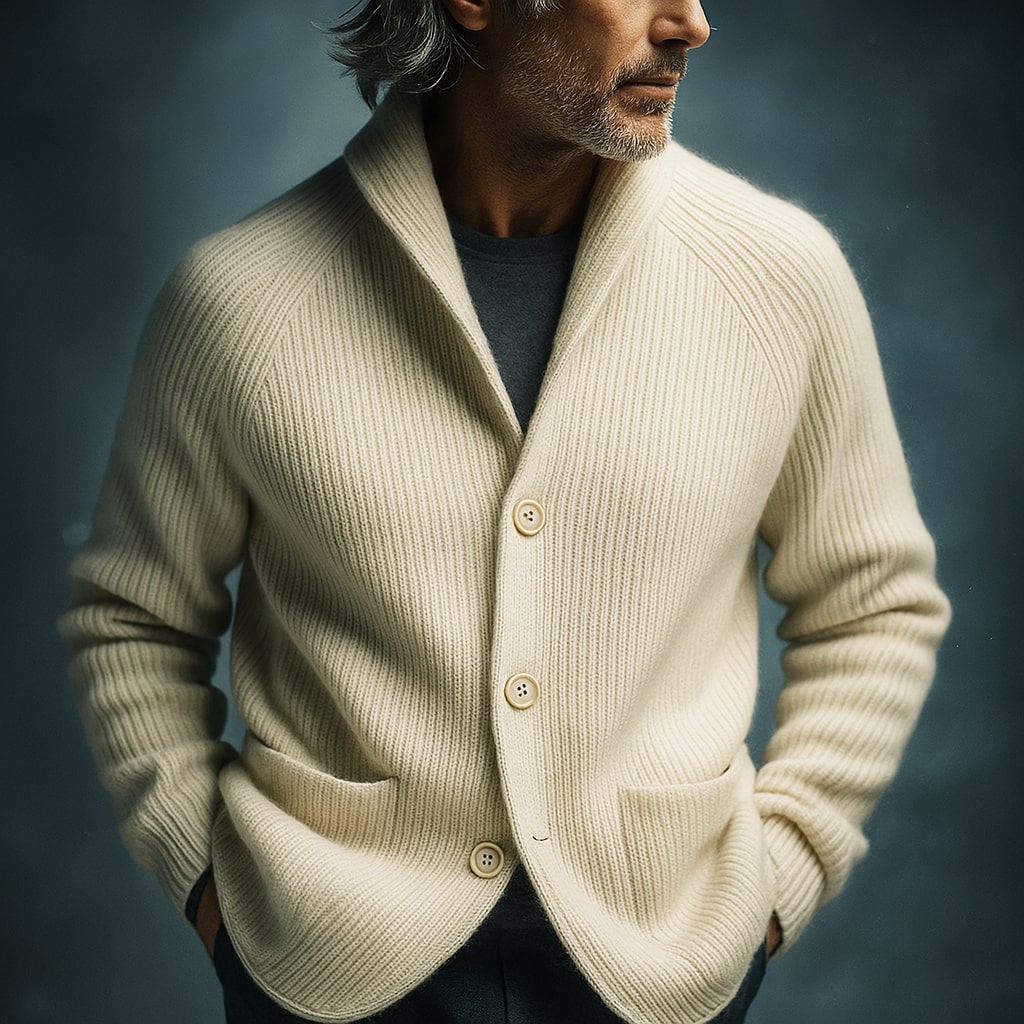 Gilet blazer en maille côtelée col châle