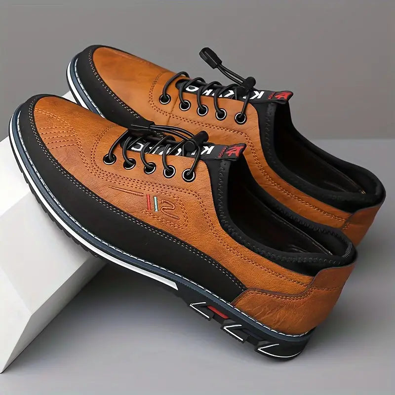 Chaussures décontractées effet cuir à lacets élastiques