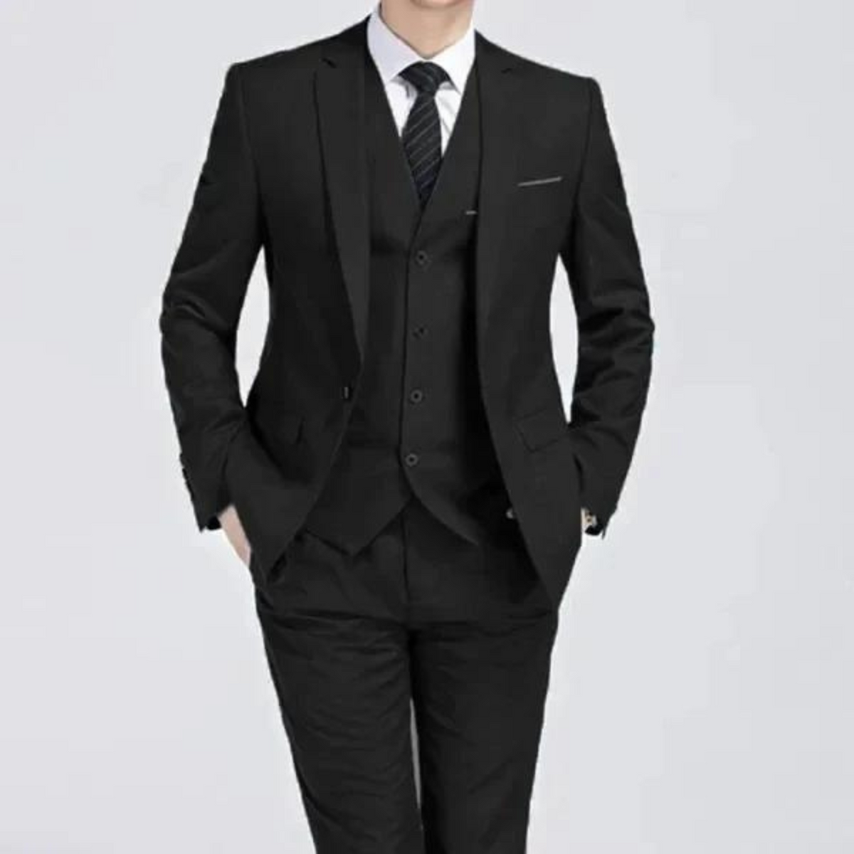 Costume trois pièces veste un bouton gilet pantalon homme – Bourré