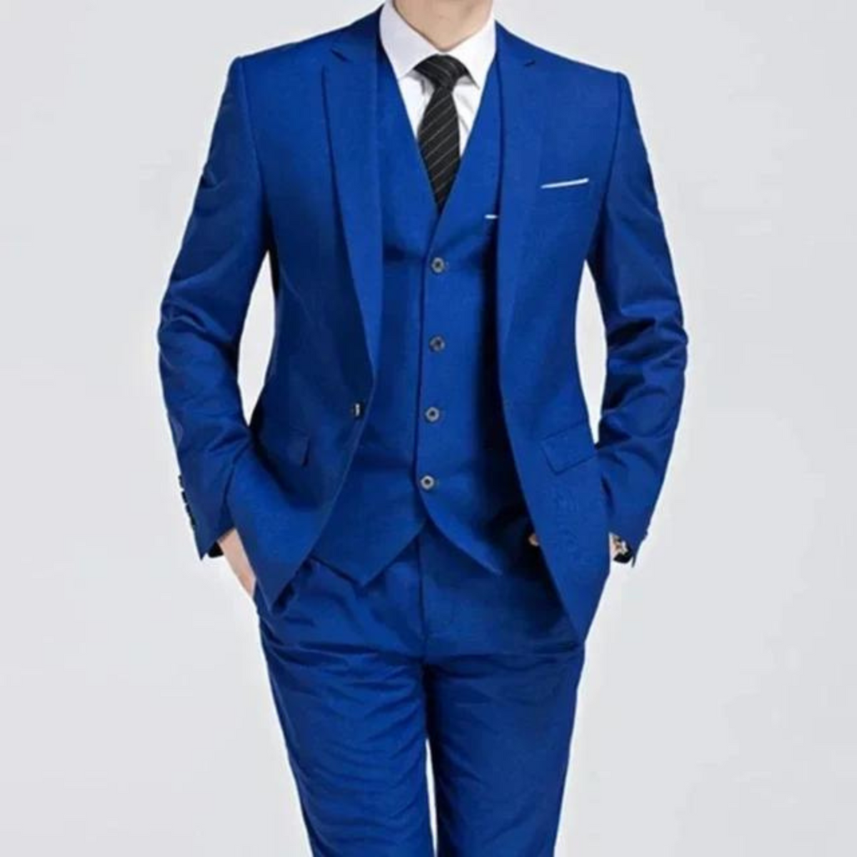 Costume trois pièces veste un bouton gilet pantalon homme – Bourré