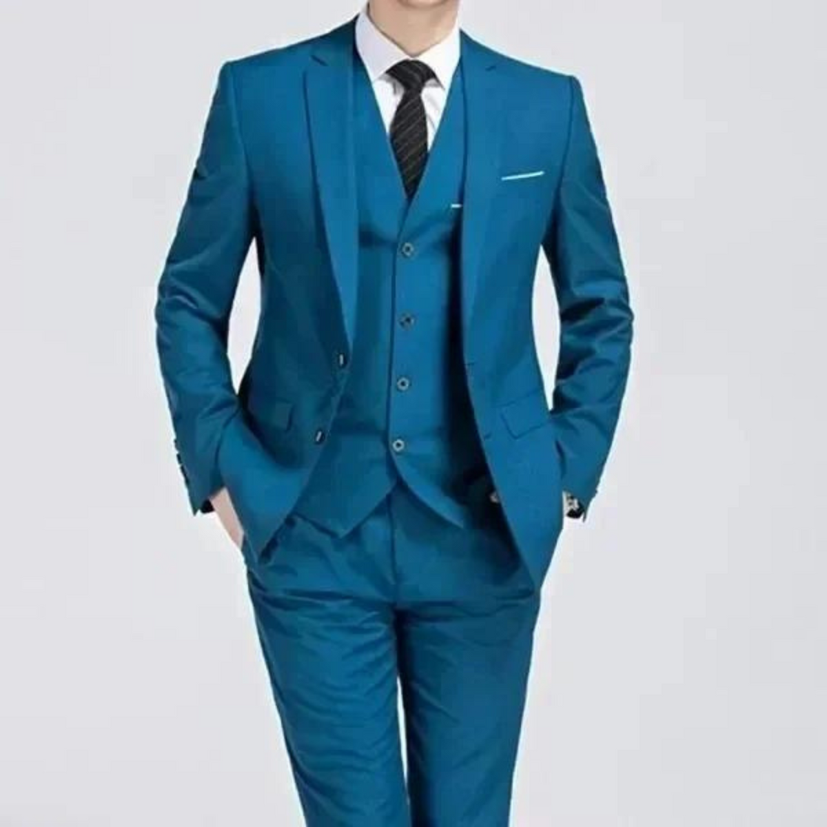 Costume trois pièces veste un bouton gilet pantalon homme – Bourré