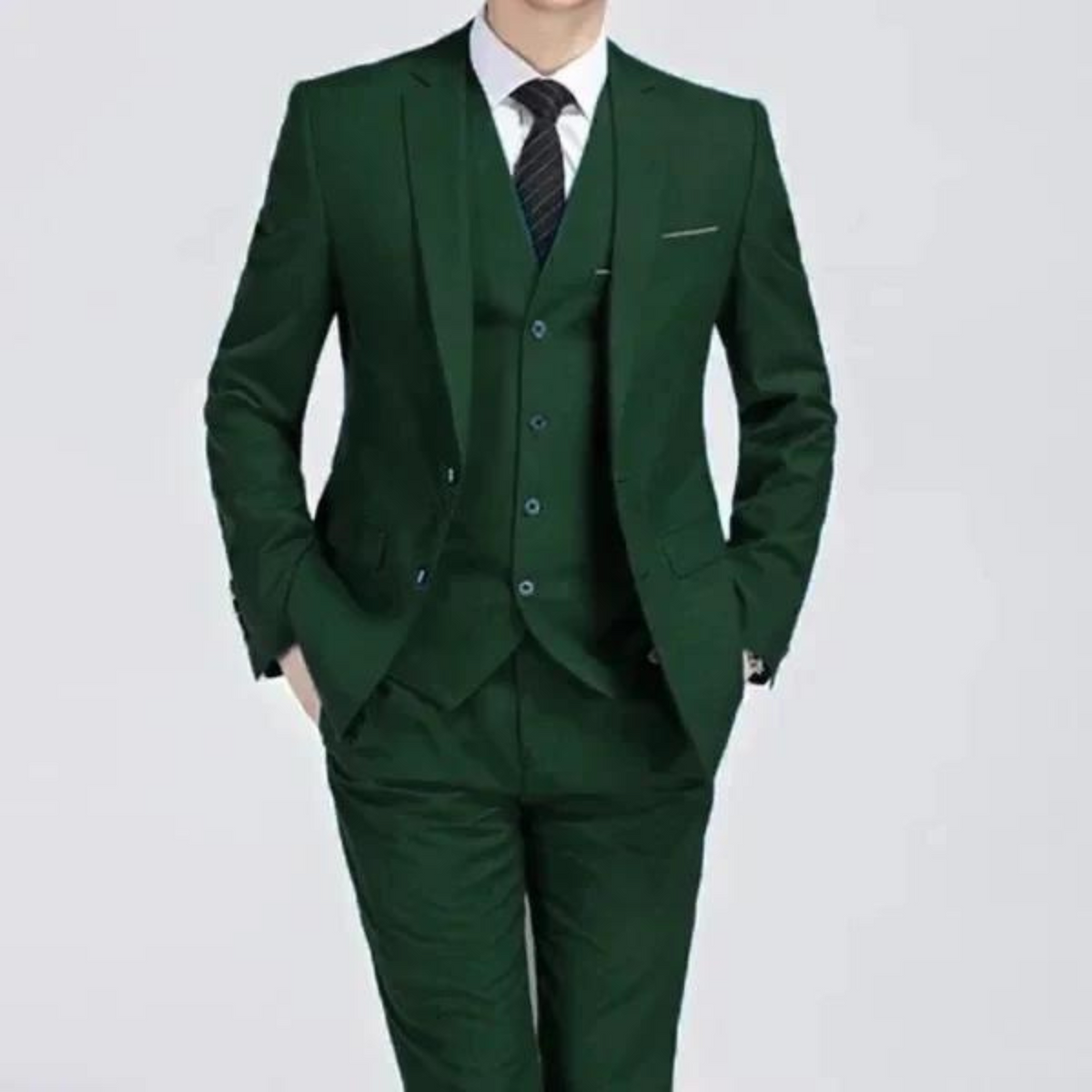 Costume trois pièces veste un bouton gilet pantalon homme – Bourré