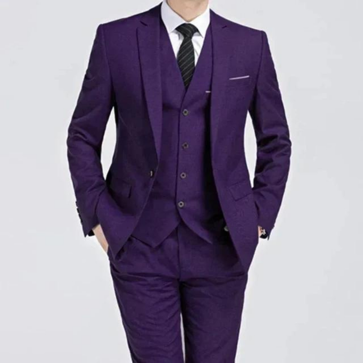 Costume trois pièces veste un bouton gilet pantalon homme – Bourré
